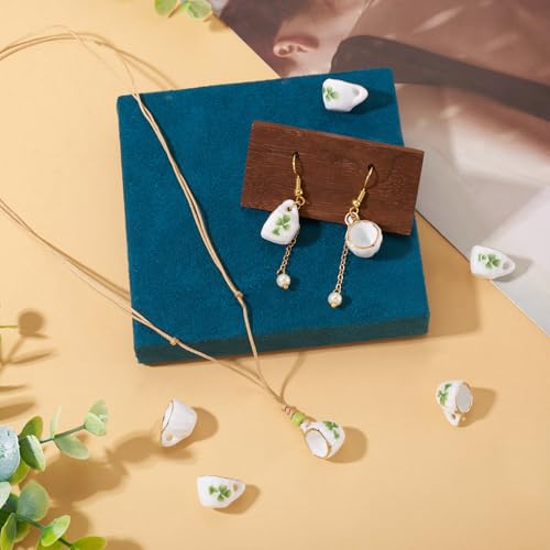 5Pcs Clover Pattern Handmade Porcelain Mini Teacup White Miniature Ceramics Tea Cups Cute Tiny Drink Beverage Dollhouse Kitchen Accessories for Necklaces Keychain Earring Jewelry Making - color: White With Clover