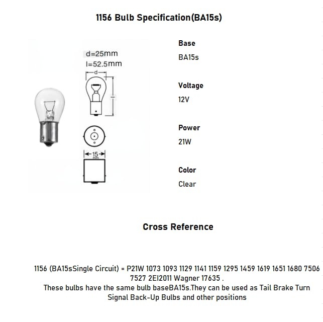 2 Pack 1156 Bulb, 1141 7506 Tail/Stop/Back-up/Reverse Light Bulbs.