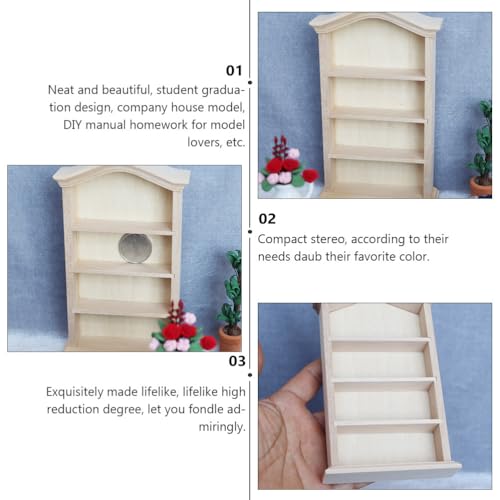 Ipetboom Mini Bookcase for Dollhouse Mini Furniture Model Storage Shelf House Simulation Accessory for 1/12 Scale Doll House Display DIY Craft Decor 6.10 X 3.66 X 1.10 in