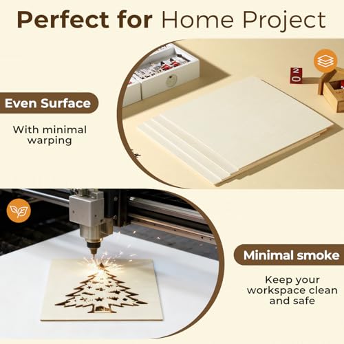 36 Pack Basswood Plywood Sheets 12"x12"x1/8", Basswood for Laser Cutting - color: 36 Pack, size: 12"x12"
