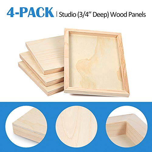 Falling in Art 4 Pack 9x12’’ Unfinished Birch Wood Panels Kit for Painting - size: 9'' x 12'' Studio