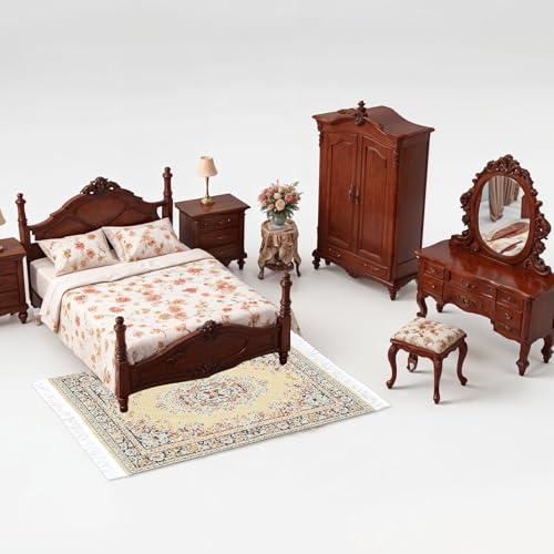 Kifmurase Dollhouse Rug 2Pcs, Miniature Accessories 1:12 Blue, Yellow