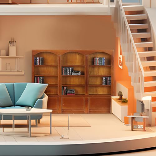 1:12 Dollhouse Bookcase Furniture 48 Pcs Miniature Books, Brown