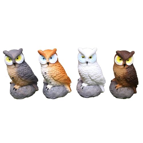 Mini Owl Figurines 4pcs - Fairy Garden Accessories, Miniature Owls for Fairy Garden Decor, Small Owl Gifts for Women Mom Grandma - style: Owl Set of 4