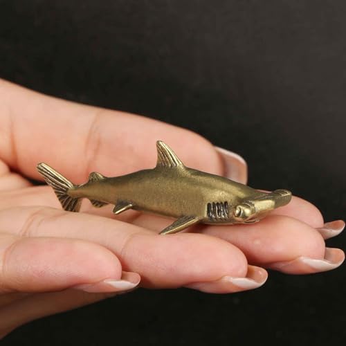 3Pcs Vintage Solid Brass Miniature Animal Figurine Desk Animal Ornament for Pet Enthusiasts Exquisite Collectible and Home Décor Accent (Shark + Whale 3 pcs) - color: Shark + Whale 3 Pcs