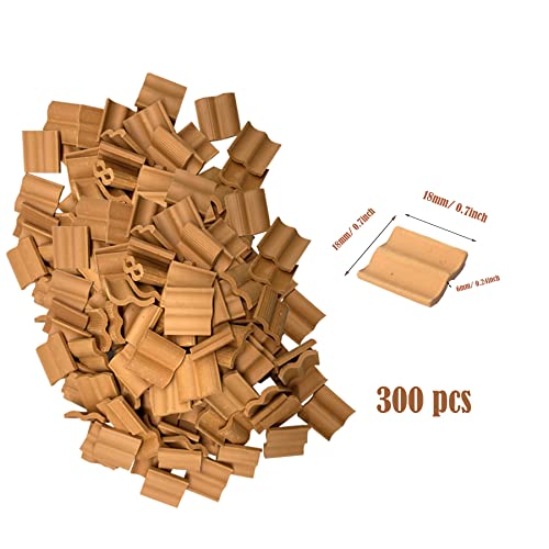 Cayway 300 PCS Mini Red Roof Tiles Set, Red Miniature Tiles with Scraper, Roof Fake Model Landscape Accessories Dollhouse Fake for DIY Dollhouse Bricks Diorama Fairy