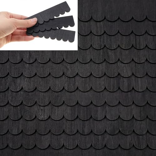 Wenqik 100 Strips Dollhouse Roof Shingles, Black - color: Black