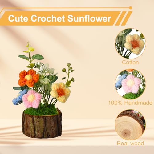 Adorable Crochet Puff Flowers Bouquet for Women/Teacher Desk Decora Gift - color: Puff