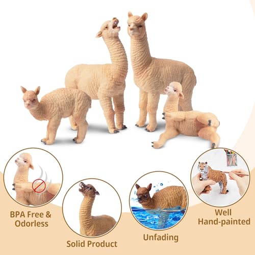 Toymany 8PCS Realistic Alpaca Figurines Llama Figures - Plastic Forest Jungle Animal Figurines, Christmas Birthday Toy Gift for Kids Boys Girls - style: 8PCS Alpaca