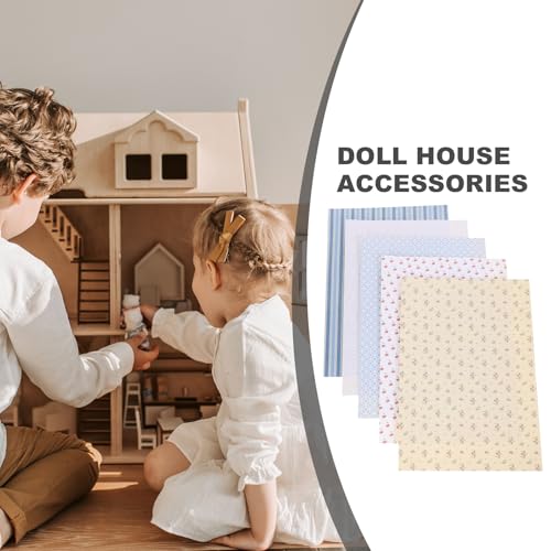 25 Sheets Dollhouse Wallpaper and Flooring Peel and Stick Self-Adhesive Miniature Wall Paper for 1:12 Scale Dollhouse Decoration Assorted Colors 11.41 X 8.26 Inches