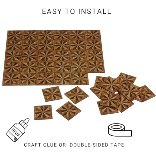 Dollhouse Flooring Tiles – Miniature Parquet Pattern for 1:12 Scale Decor Projects – REDUCIO! (Diamond Burst) - color: Diamond Burst