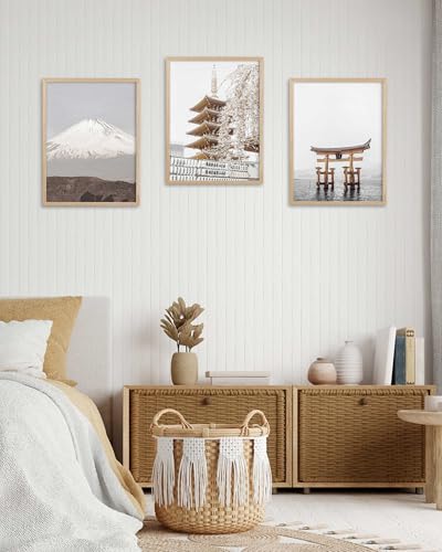 HesenDot Japanese Temple Framed Wall Art,Cherry Blossom Canvas Print,12x16 - color: Framed Japanese Pagoda
