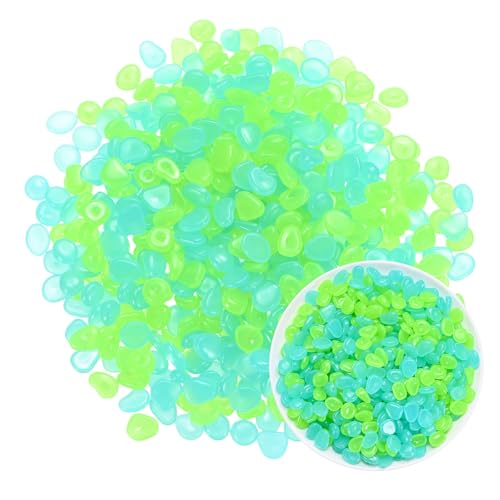 M METERXITY 1000-Pack Glow in The Dark Rocks, 0.43" Resin Outdoor Garden Decorations Luminous Pebbles Stones for Garden Plants/Aquarium/Backyard Path, Aquarium Gravel [Light Blue, Green] - color: Light Blue, Green