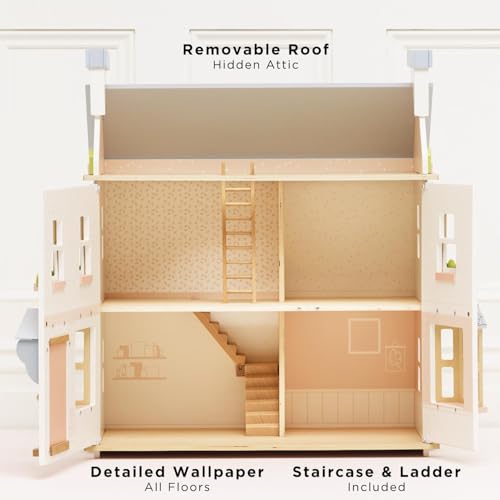 Le Toy Van Mayberry Manor 3 Storey Doll House - color: White and Blue