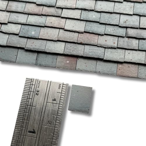 250 Pieces 1:24th Scale Dolls House Miniature Styrene Roof Tiles in Weathered Grey
