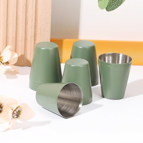 12 Pack Metal Shot Glasses 1oz Green Shot Glasses pool Shot Glass Set Of 12 Sage Green Cups Stainless Steel Shot Glasses Small For Bar Party Cocktail Restaurant Barware Gift (1.5 Inch) - color: Sage Green