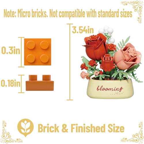 Avalanche Rose Mini Flower Potted Bonsai Building Toy - style: Avalanche Rose