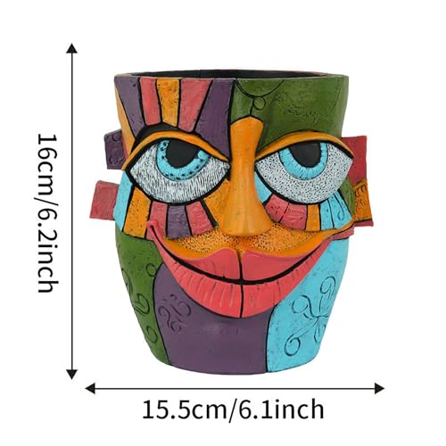 Picasso Abstract Resin Flower Pots Colorful Unique Face Planters Pots Head - color: Smiling Face