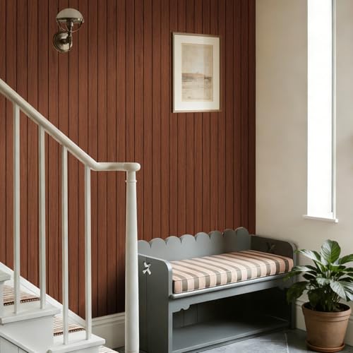 Arthome Peel and Stick Slat Wall Panels 15.7"x360",Self-Adhesive PVC Wood Grain Wallpaper Panel,3D Thick Faux Soundproof Backsplash Accent Wall Tile for Walls & Furniture (Walnut- Coverage 39.2 Sq.ft) - color: Walnut, size: 15.7" x 360"