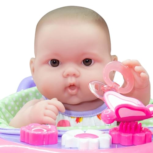 JC Toys Lots to Love Babies 14"" Doll and Walker | Wheeled Walker Gift Set and Accessories | Posable & Waterproof | Ages 2+" (16198), Pink - color: Walker and Doll Combo