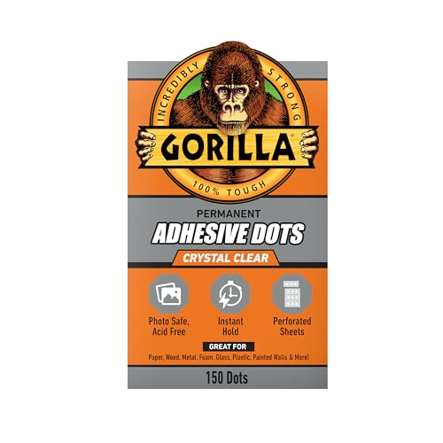 Gorilla Adhesive Dots, Double-Sided, Clear, 0.5" Diameter, 150 Pieces - size: 1 - Pack