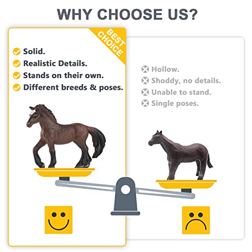 Divwa 18 Pcs Plastic Horse Figure Toy Set for Kid, 2.5'' Miniature Realistic Pony Horse Toy Figurine Farm Animal Toy Gift for Boy Girl, Horse Party Favor Decoration Cake Topper Birthday Pinata
