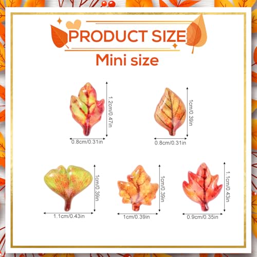 210pcs Mini Fall Leaves, 5 Styles Resin Funny Miniature Leaves for Crafts