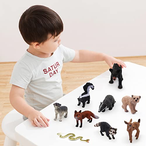 SIENON 18Pcs Mini Forest Animals Figures Assorted Cute Woodland Toys - color: 18pcs Woodland Animals