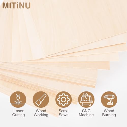 12 Pack Basswood Sheets for Crafts,18"x12"x1/8" 3mm Thick Plywood Sheets with Smooth Surfaces-Unfinished Squares Wood Boards for Laser Cutting, Wood Burning, Architectural Models, Staining - size: 12 Pack -18X12X1/8 Inch