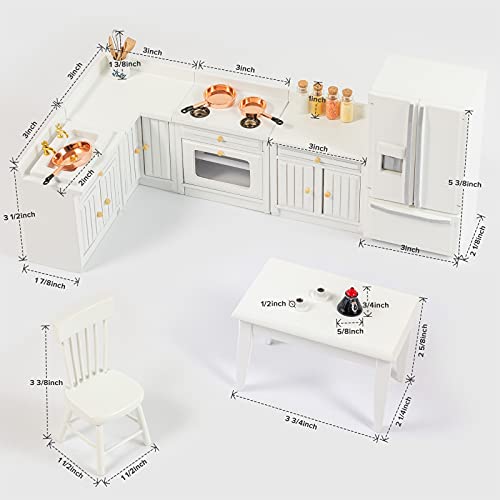 Wooden Dollhouse Furniture Set for Dollhouse Kitchen, 1 12 Scale - style: White Deluxe Kitchen Set