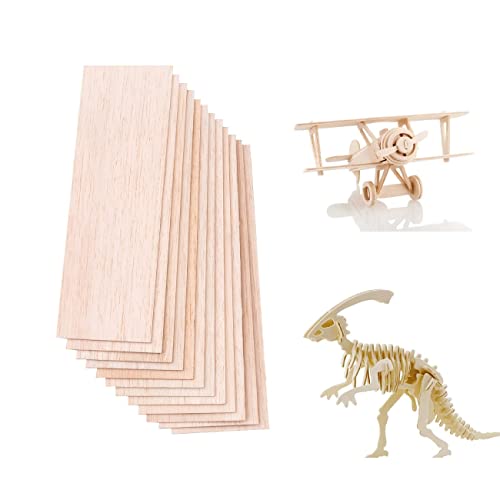 12 Pack Balsa Wood Sheets 1/12x 4 x 12 Inch Unfinished Natural Wood - size: 12 x 4 x 1/12 inch