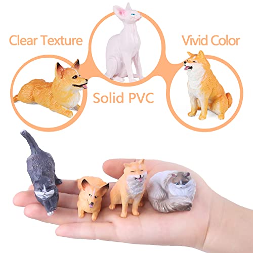 SIENON 12PCS Mini Dogs & Cats Figures, Cute Realistic Pet Animal Toys - size: 12 Pieces Mini Dog and Cat