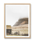 HesenDot Farmhouse Mountain Cabin Natural OAK Wood Framed Wall Art, 12x16in - color: Framed House and Hill