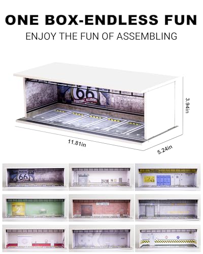 1/64 Scale Display Case Car Garage Moldel, Acrylic Cover Diecast Car Show Case with LED Light 6 Parking Spaces, Hot diecast Wheel Parking Scene (Vehicles Not Included) Underground Parking Lot - size: Underground Parking Lot