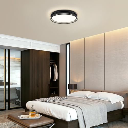 Modern Flush Mount Ceiling Light, Black Dimmable Ceiling Light Fixture - color: Black, size: 16.5in