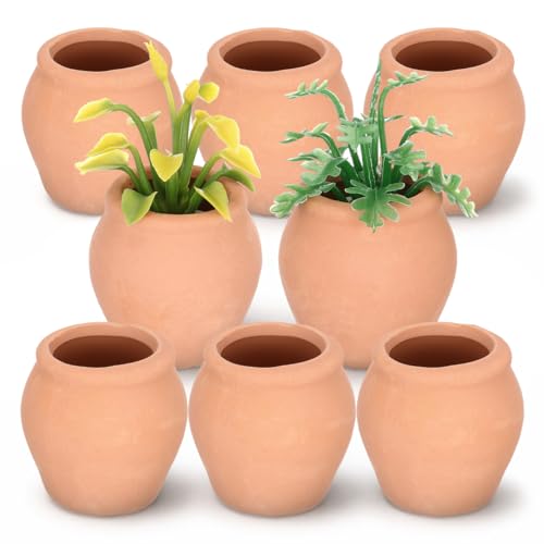 Abaodam 8pcs Mini Ceramic Flower Pot Mini Plant Pots for Succulents Tiny Desktop Planters for Office Home Balcony Garden Decor Cute Small Clay Planter Set
