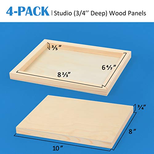 Falling in Art 4 Pack 8x10’’ Unfinished Birch Wood Panels Kit for Painting - size: 8'' x 10'' Studio