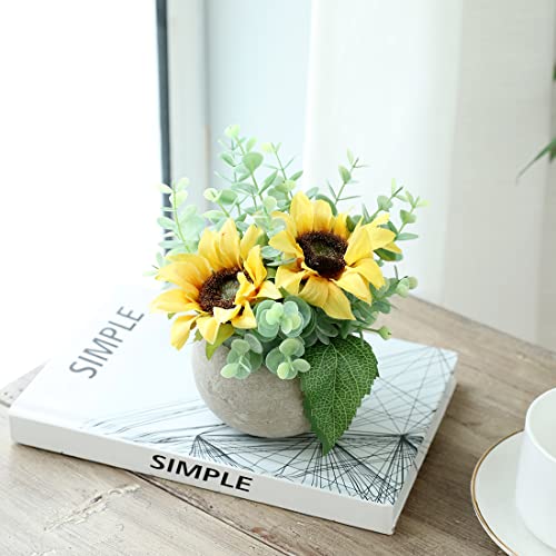 Yellow Small Artificial Rose Potted Plant, Mini Faux Floral Decor - color: Yellow
