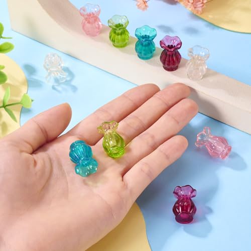10Pcs Resin Mini Vase Plants Flower Pots Miniature Dollhouse Accessories Furniture Ornaments for Desktop Tableware Prop Decorations Crafts for Adult Green Pink - style: Vase