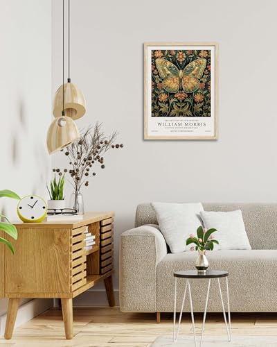 HesenDot William Morris Vintage Butterfly Framed Wall Art, 12x16 Inch - color: Framed Butterfly Oak Wood