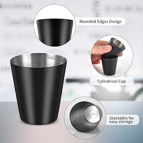 12 Pack Black Stainless Steel Shot Glasses 1 oz Metal Shot Glasses 1oz Pool Shot Glass Set of 12 Small Shot Glasses for Bar Party Cocktail Restaurant Barware Gift (ONLY 1 oz 1.5 Inch Very Small) - color: Black