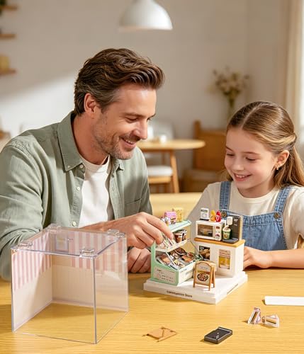 Convenience Store Super Miniature House Kit - DIY Plastic 3D Model Building Set for Teens, Build Your Own Mini Mart with Dustproof Case, Creative Craft Gift for Girls Women - color: Conveience Store, size: Small