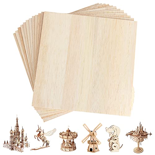 12 Pack Balsa Wood Sheets, 11.8'x11.8'x1/16', Thin Natural Unfinished Wood for Crafts, Hobby, Model Making, Wood Burning and Laser Projects, School and Craft