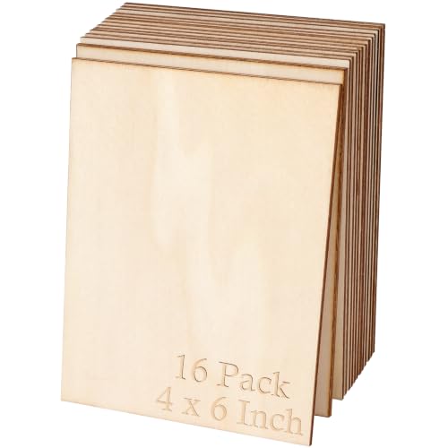Blisstime 16PCS 4x6 Inch Wood Squares Unfinished Square Wood Pieces for Crafts,Painting, Writing, DIY Supplies, Engraving and Carving, Home Decorations (4x6 Inch 16Pcs) - size: 4x6 Inch 16Pcs