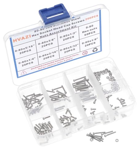 #0-80 304 Stainless Steel Hex Knurled Socket Head Cap Screw & Nut Kit - size: #0-80