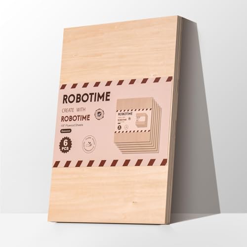 ROBOTIME 6-Pack Basswood Sheets 1/8" - 12 x 16 x 1/8 Inch - 3mm Plywood Sheets for Laser Cutting, Engraving & Wood Burning (Pyrography) - Thin Unfinished Wood Boards for Craft - color: Basswood, size: 1/8" x 12" x 16"-6 Pack