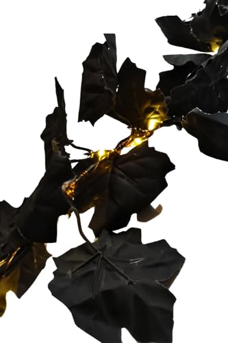 Black Halloween Lighted Hanging Garland 6ft Length with USB Powered LED Lights
