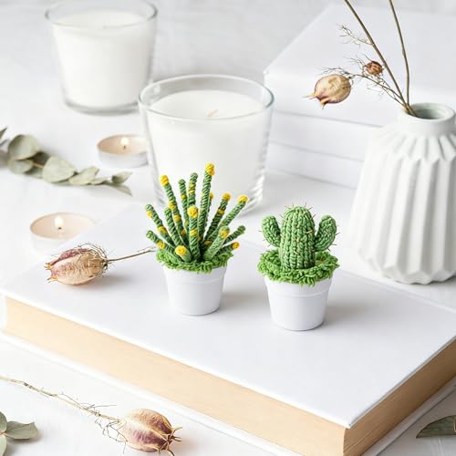 20 Sets Mini Knit Plants DIY Craft Pots, Plastic Flower Pot for Croche - color: White