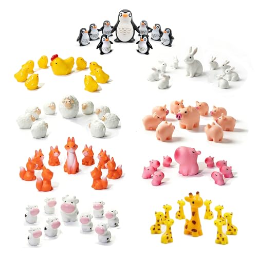 81pcs Garden Miniatures Animal Figurines Accessories, 9 Sets of Resin Animals Variety Pack for Fairy Garden and Wildlife, Mini Animals Micro Landscape Farm Decor