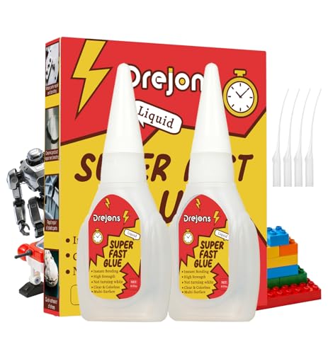 Super Glue Gel, Clear Glue Fast-Drying Thin & Strong Adhesive Superglue for Plastic, Wood, DIY Craft, Leather, Metal & Ceramic 0.35 oz*2 Pack